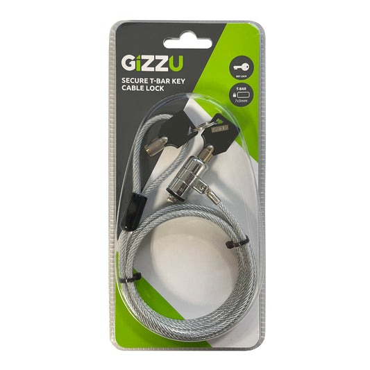 GIZZU 1.8m T-Bar Laptop Cable Lock Master Key Compatible - Stellar Technologies