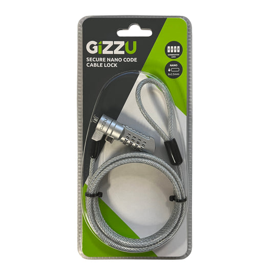 GIZZU 1.8m Nano Combination Lock Security Cable - Stellar Technologies