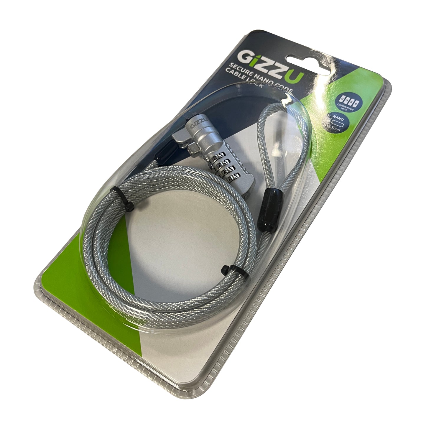 GIZZU 1.8m Nano Combination Lock Security Cable - Stellar Technologies