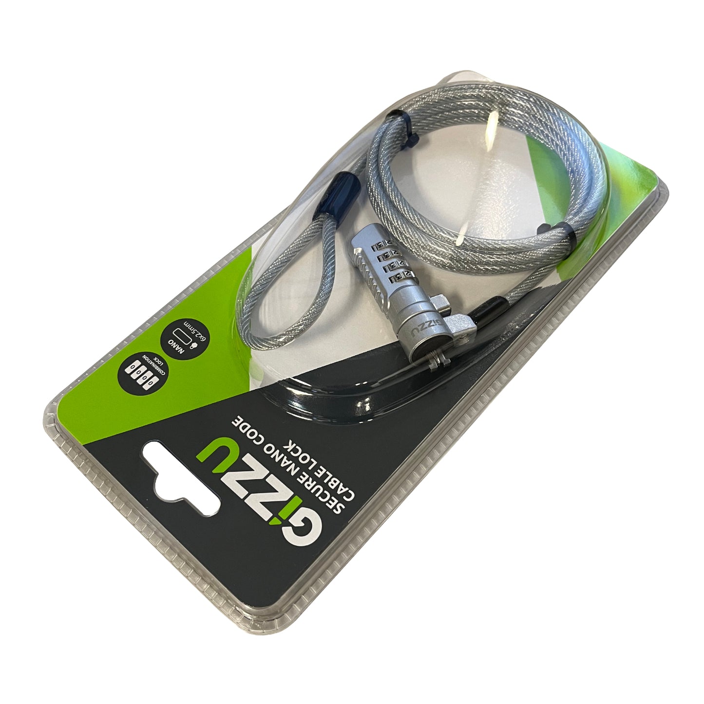 GIZZU 1.8m Nano Combination Lock Security Cable - Stellar Technologies