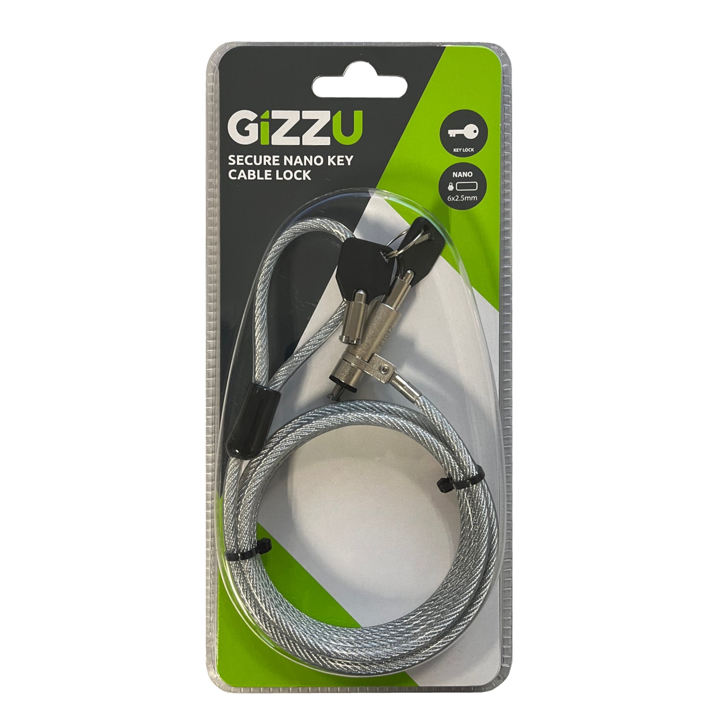 GIZZU 1.8m Nano Key Lock Security Cable with Key - Stellar Technologies