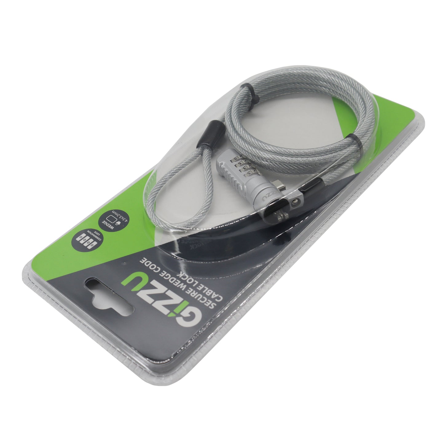 Gizzu Secure Wedge Code Cable Lock 1.8m - Stellar Technologies
