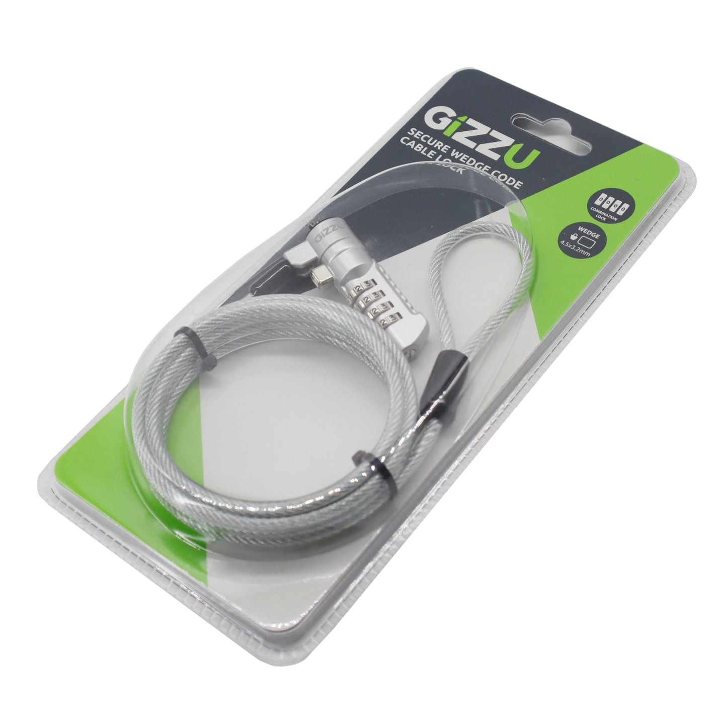 Gizzu Secure Wedge Code Cable Lock 1.8m - Stellar Technologies