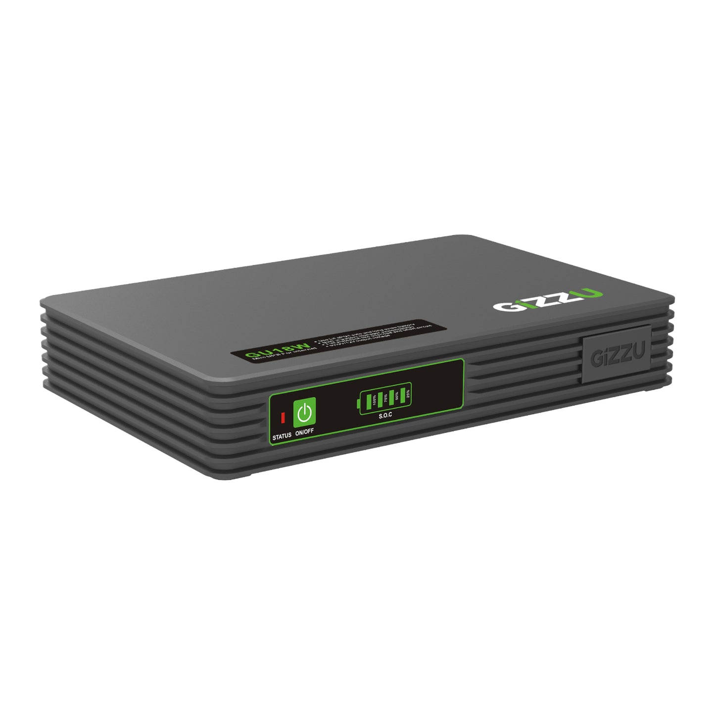 Gizzu SURF Simple 18W 55Wh LiFePO4 MINI DC UPS - Black - Stellar Technologies