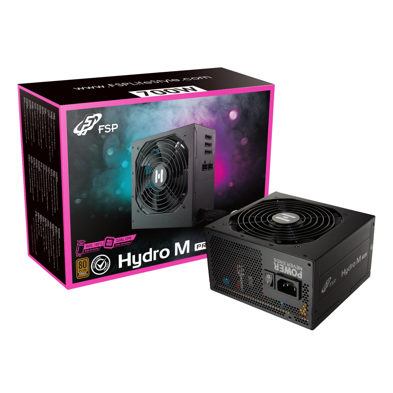 FSP Hydro M Pro 700W 80PLUS Bronze Gen5 Semi-modular Power Supply - Stellar Technologies