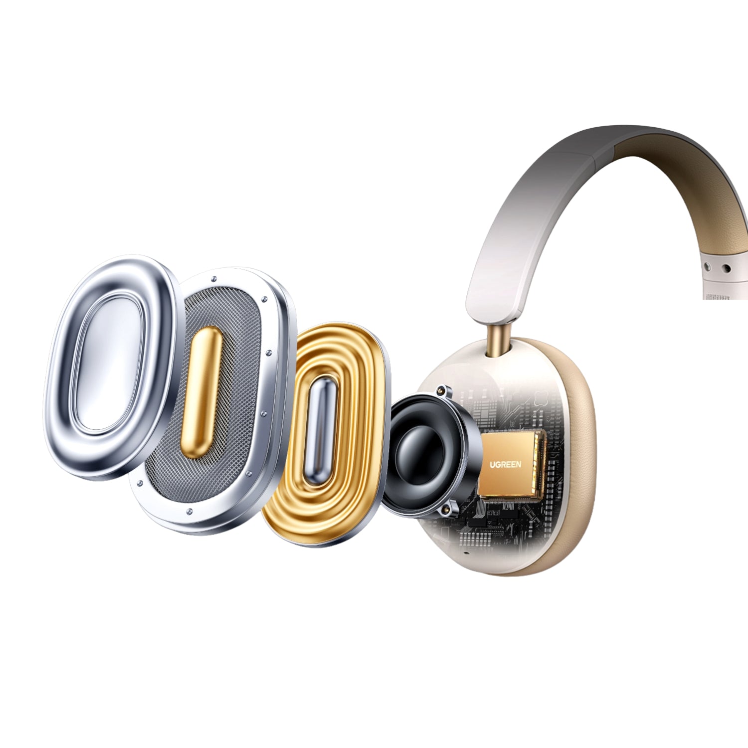 UGREEN HiTune Max 5C Hybrid ANC Headphones-White - Stellar Technologies