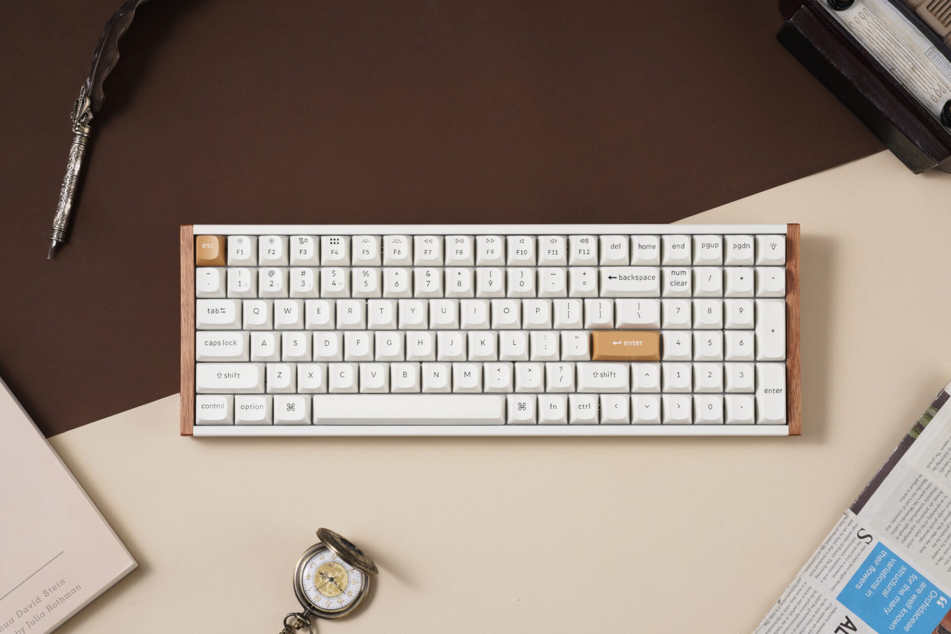 Keychron K4 HE 96% Magnetic Switch Hot-Swap RGB Wireless Keyboard - White (Wood + Aluminium) - Stellar Technologies
