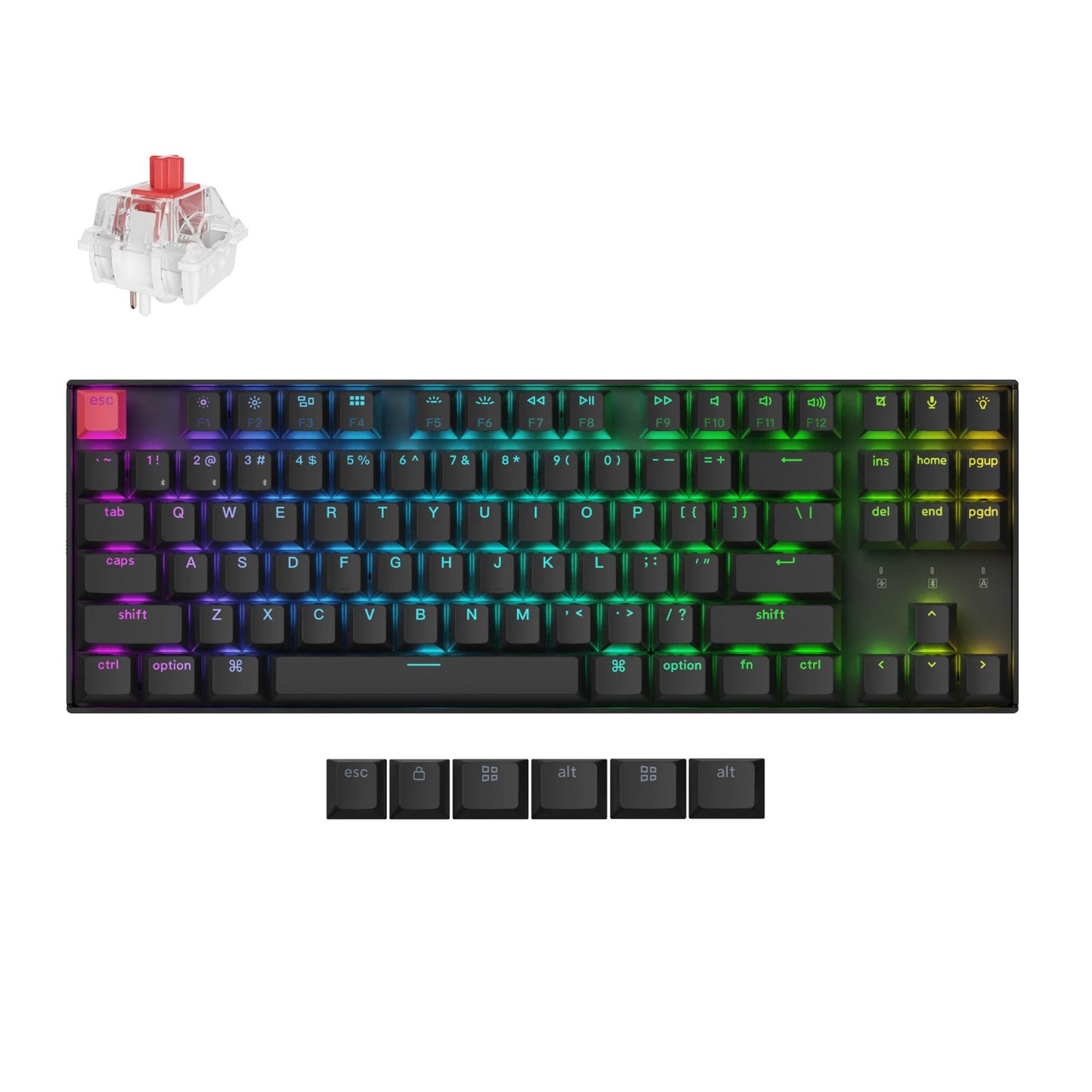 Keychron K8 80% TKL Wireless Mechanical Keyboard V2 Red Switches - Black - Stellar Technologies