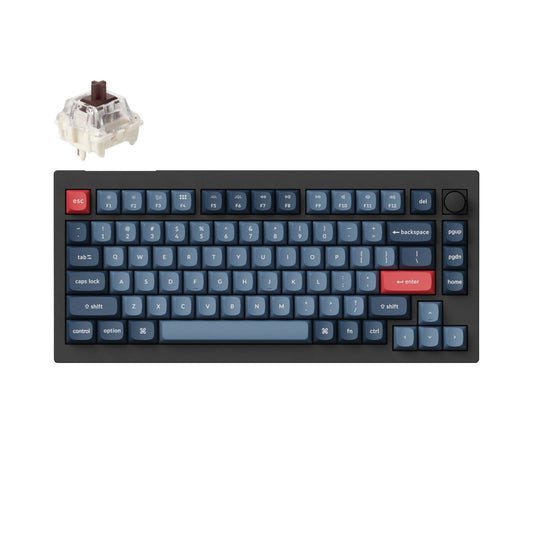 Keychron V1 Max QMK/VIA Wireless Custom Mechanical Keyboard / BROWN Switches – Black