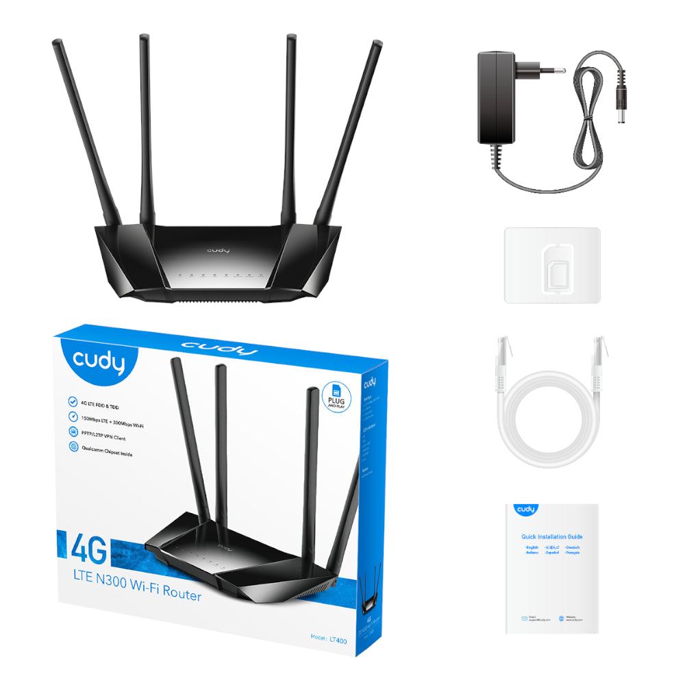 Cudy LT400 4G LTE N300 300Mbps Wi-Fi Router - Stellar Technologies