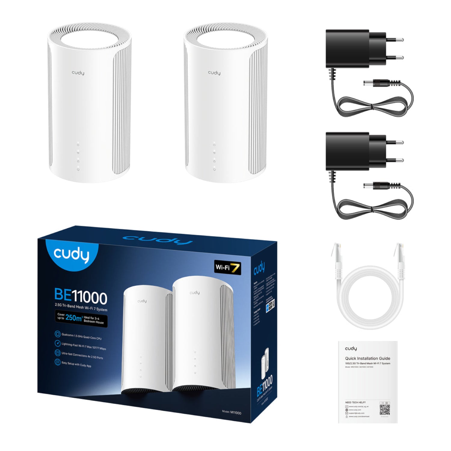 Cudy BE11000 Wi-Fi7 Tri-band Mesh Wi-Fi System - 2 Pack - Stellar Technologies