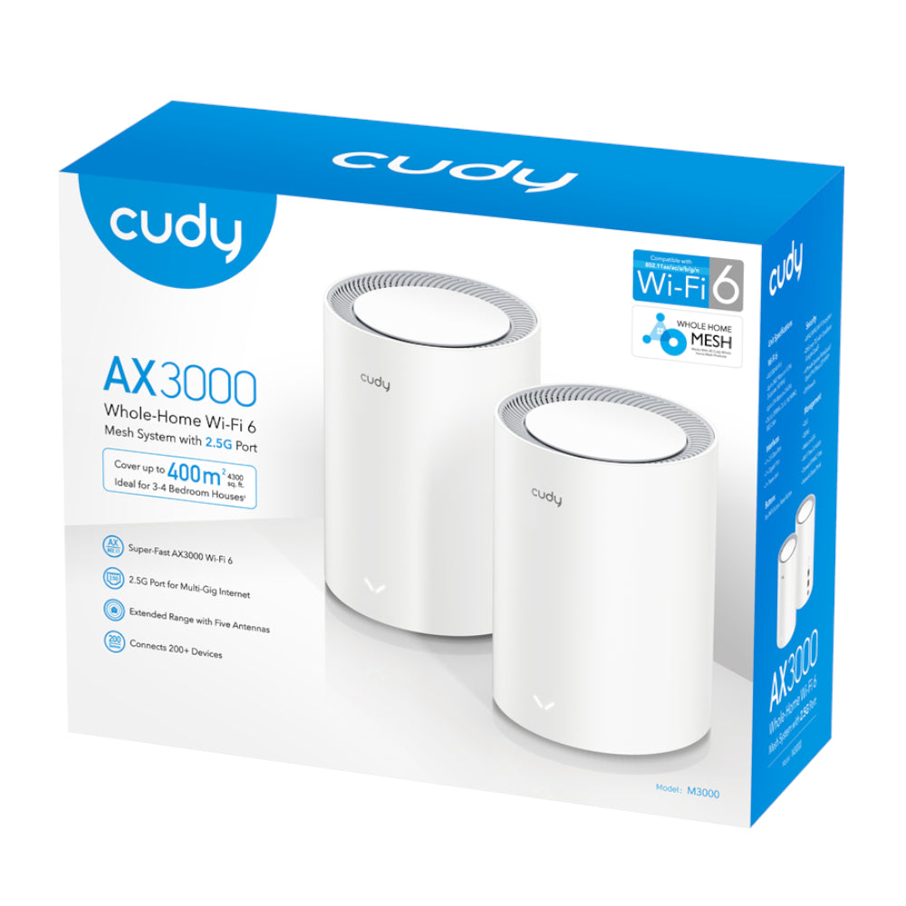 Cudy AX3000 Wi-Fi 6 Mesh Kit 2 Pack - White - Stellar Technologies
