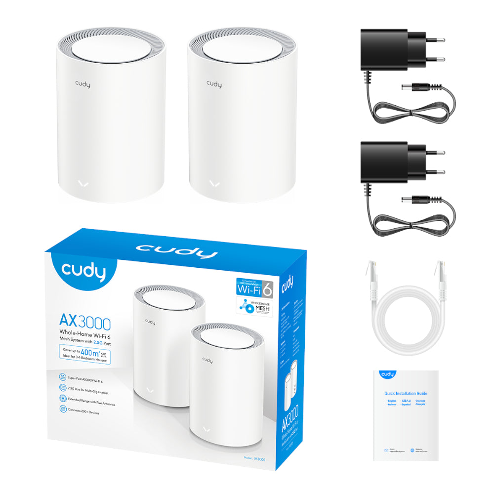 Cudy AX3000 Wi-Fi 6 Mesh Kit 2 Pack - White - Stellar Technologies