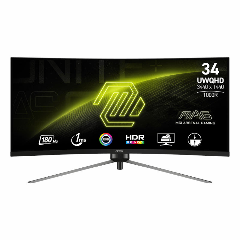 MSI MAG345CQR 34" Curved Gaming Monitor 3440x1440 (UWQHD) VA 1ms 180Hz - Stellar Technologies