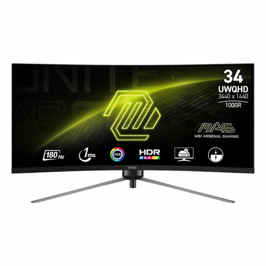 MSI MAG345CQR 34" Curved Gaming Monitor 3440x1440 (UWQHD) VA 1ms 180Hz - Stellar Technologies