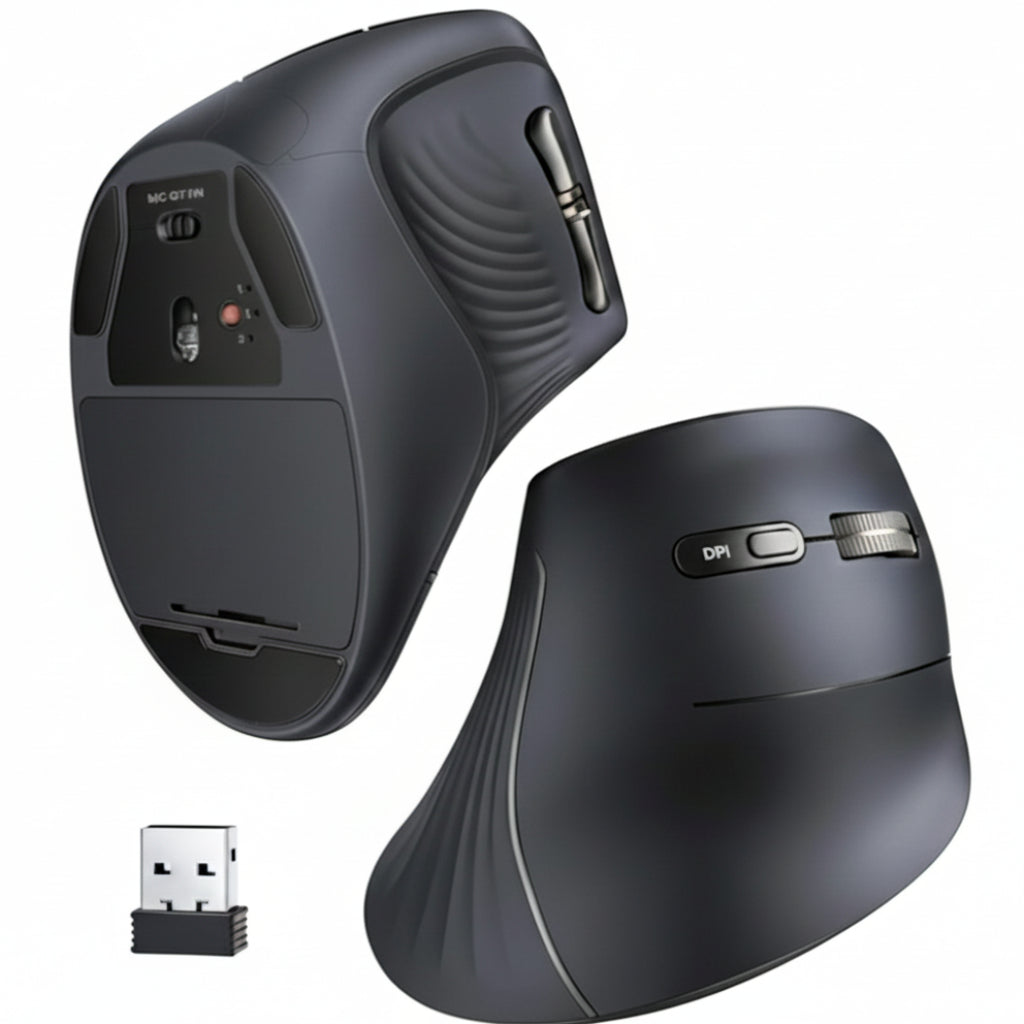 UGREEN Multi-Mode Vertical Mouse Bluetooth and 2.4G Wireless-Black - Stellar Technologies