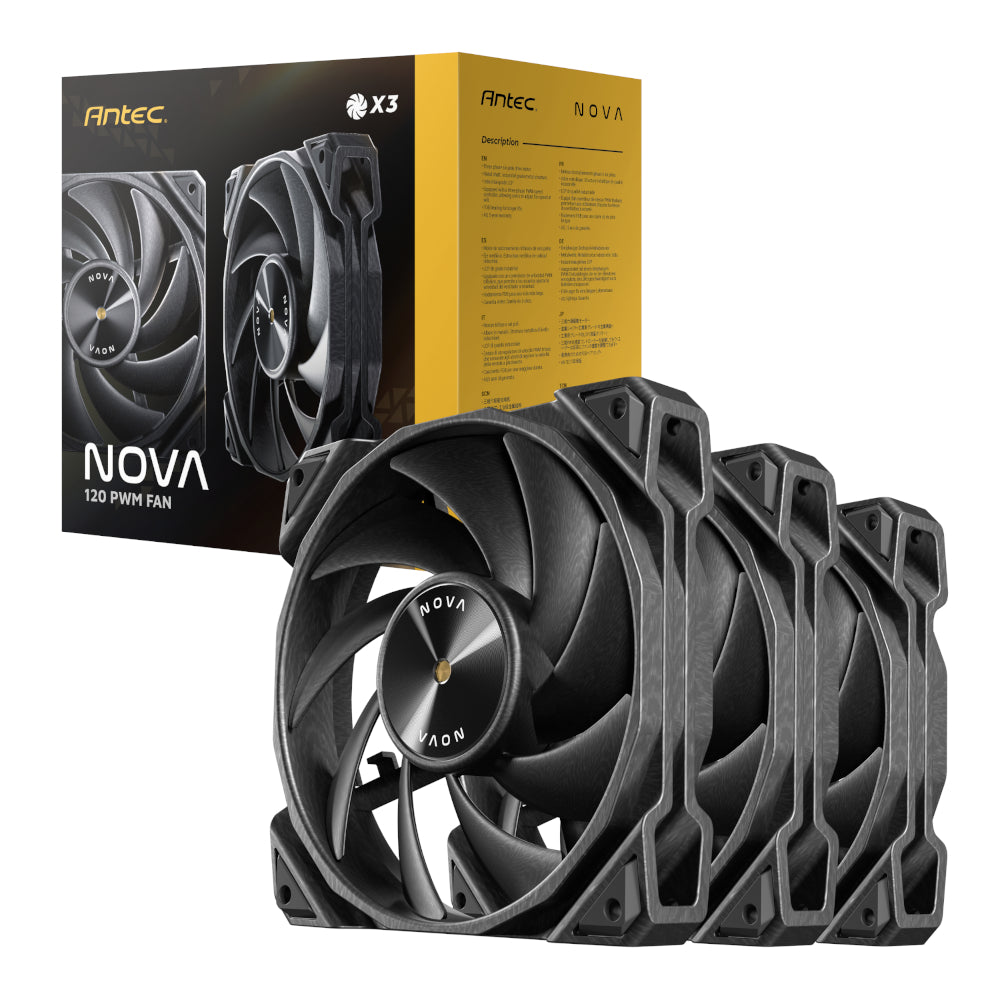 Antec NOVA 120 PWM Fan 3 Pack with Speed Controller - Black - Stellar Technologies