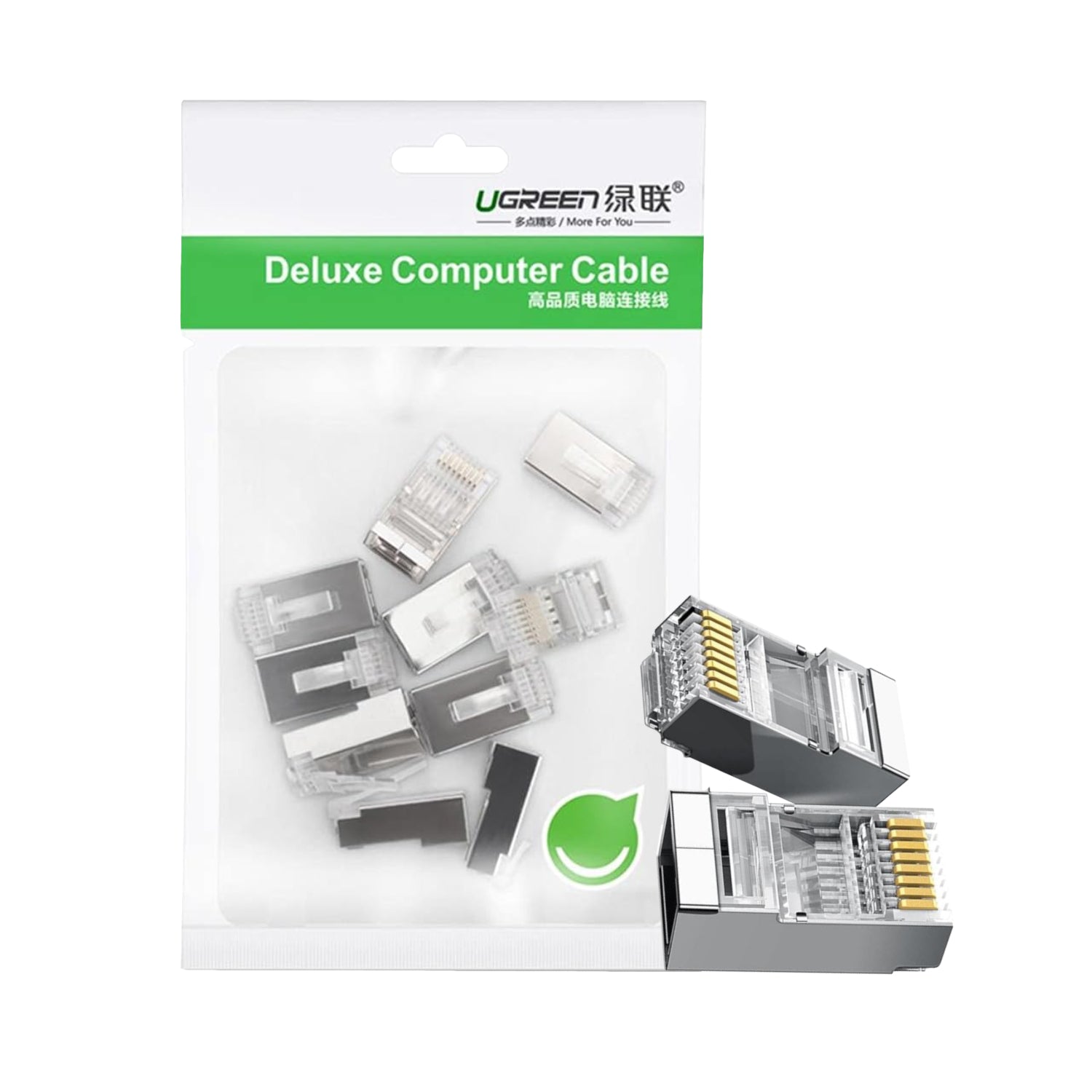 UGREEN NW111 RJ45 Cat6 Ethernet Network Head 100 Pack - Silver/Transparent - Stellar Technologies