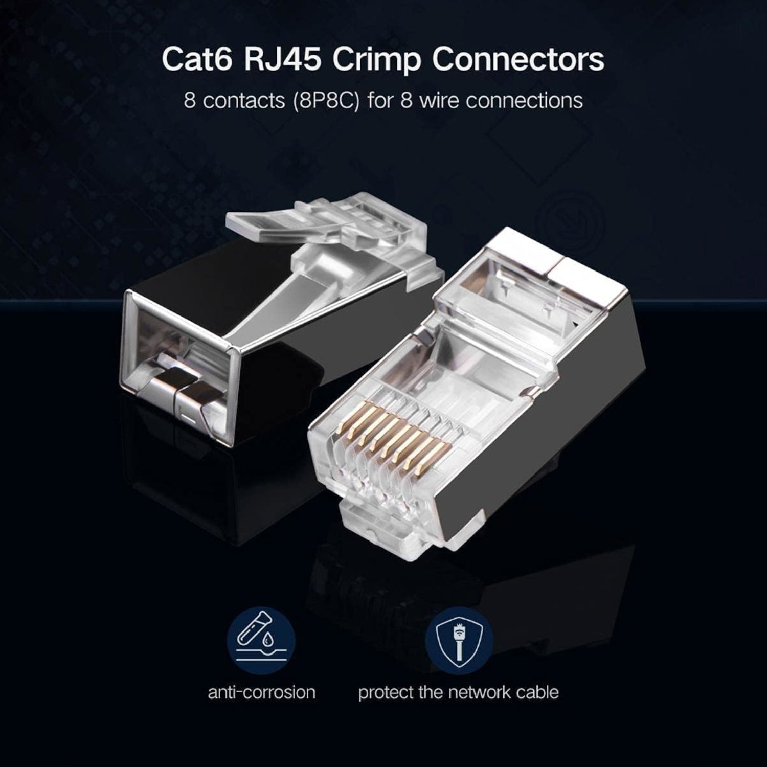 UGREEN NW111 RJ45 Cat6 Ethernet Network Head 100 Pack - Silver/Transparent - Stellar Technologies