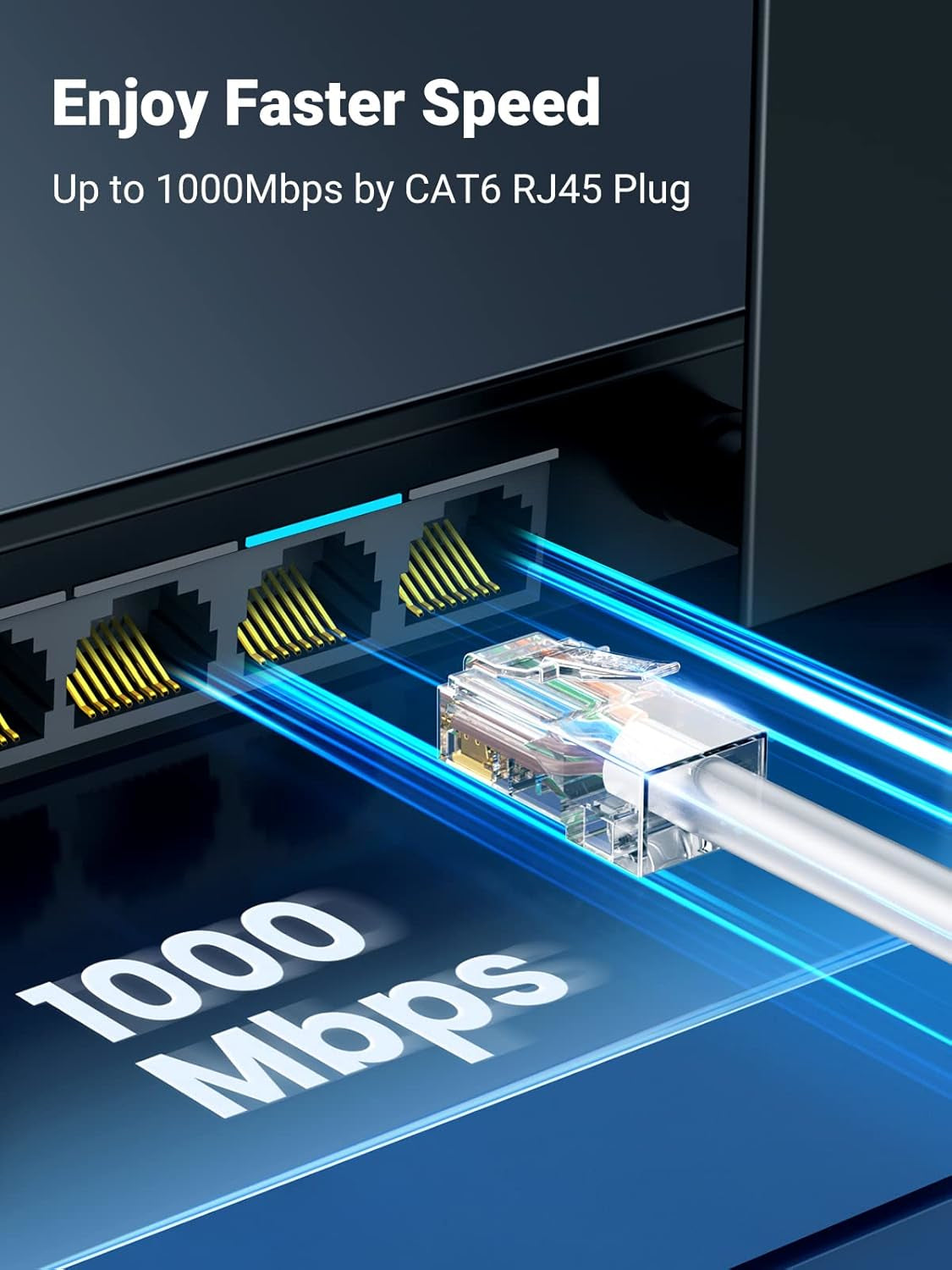 UGREEN Cat6 RJ45 Modular Plugs (50 Pcs)-Transparent with Gold Contacts - Stellar Technologies