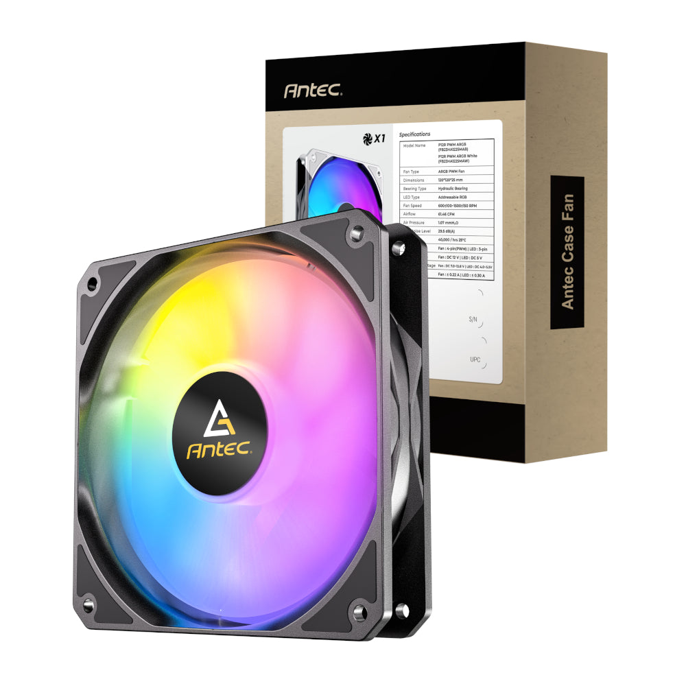 Antec P12 PWM 120mm ARGB Reverse Case Fan - Black - Stellar Technologies