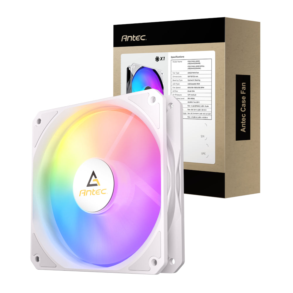 Antec P12 PWM 120mm ARGB Reverse Case Fan - White - Stellar Technologies