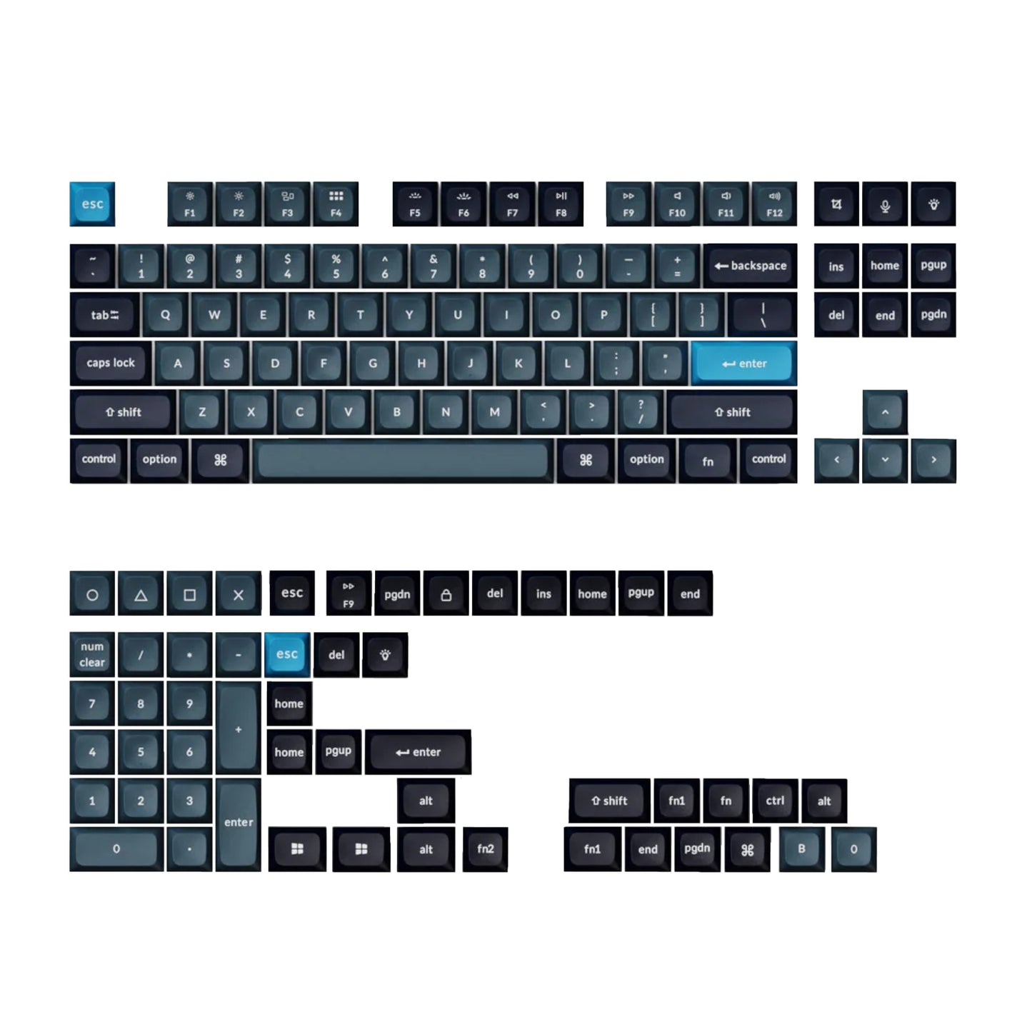 Keychron Double Shot KSA PBT Keycap Set - Dark Grey/Grey/Blue - Stellar Technologies