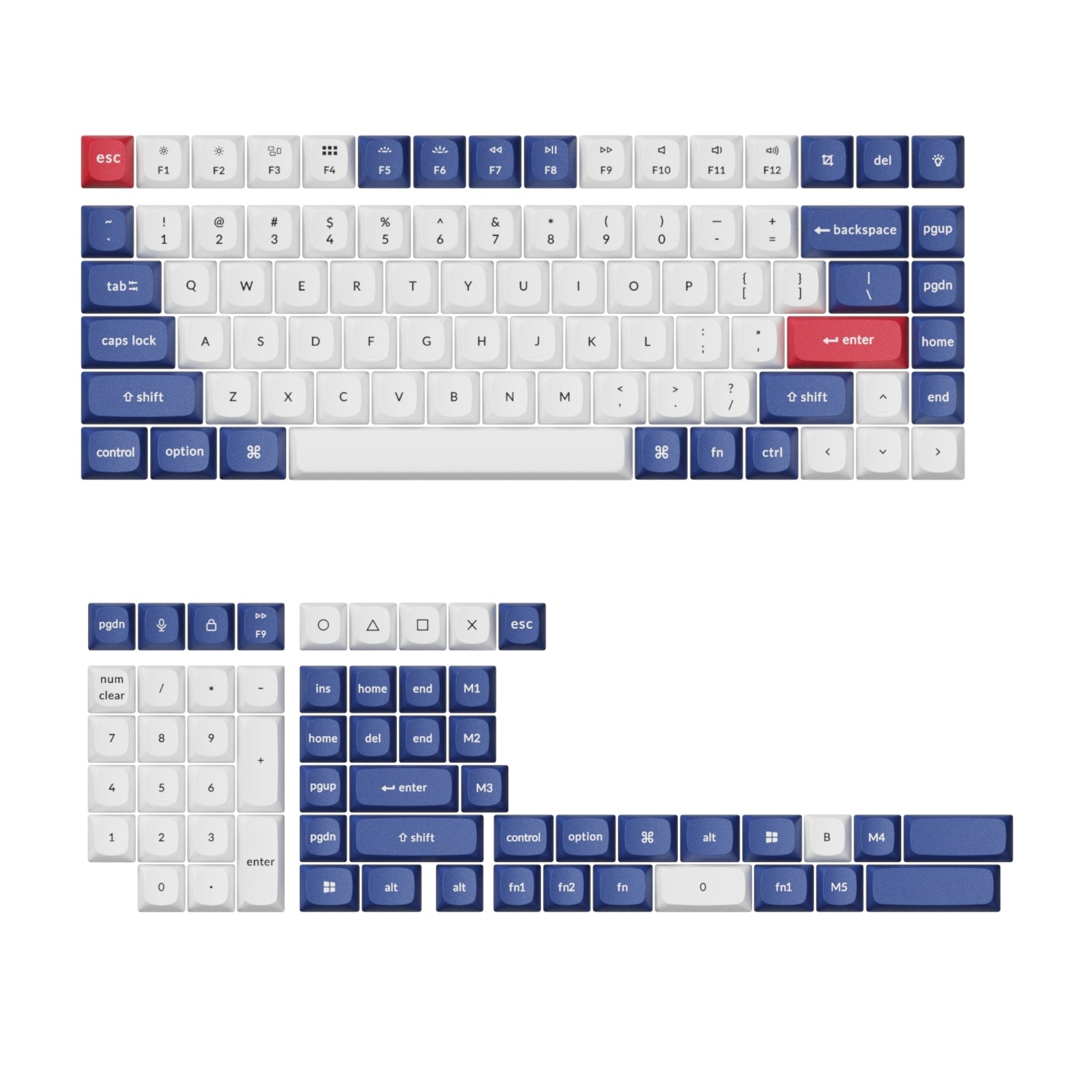 Keychron Double-Shot PBT OSA Keycap Set - Blue and White - Stellar Technologies
