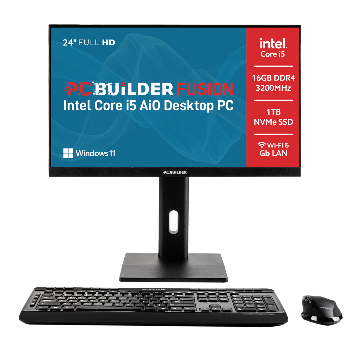 PCBuilder FUSION 24" Intel Core i5-14400 Windows 11 Pro AiO Desktop PC - Stellar Technologies