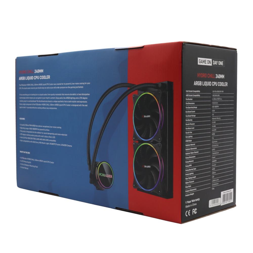 PCBuilder Hydro Chill 240MM AIO Liquid CPU Cooler ARGB - Stellar Technologies