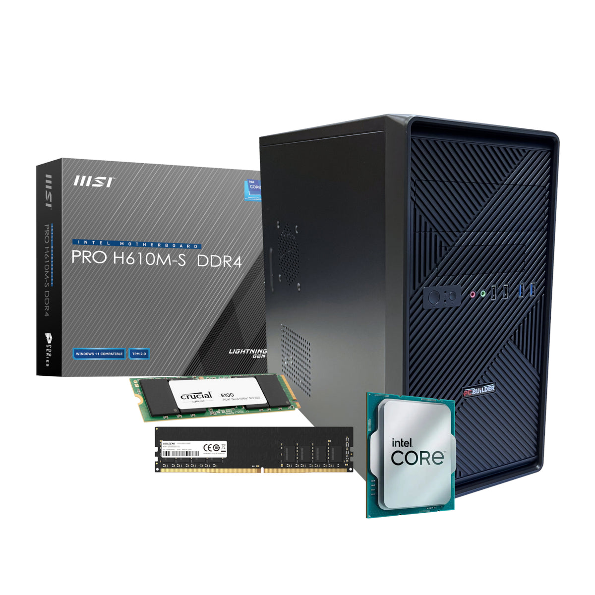 PCBuilder Intel i3-14100 HOME MASTER Windows 11 Desktop PC