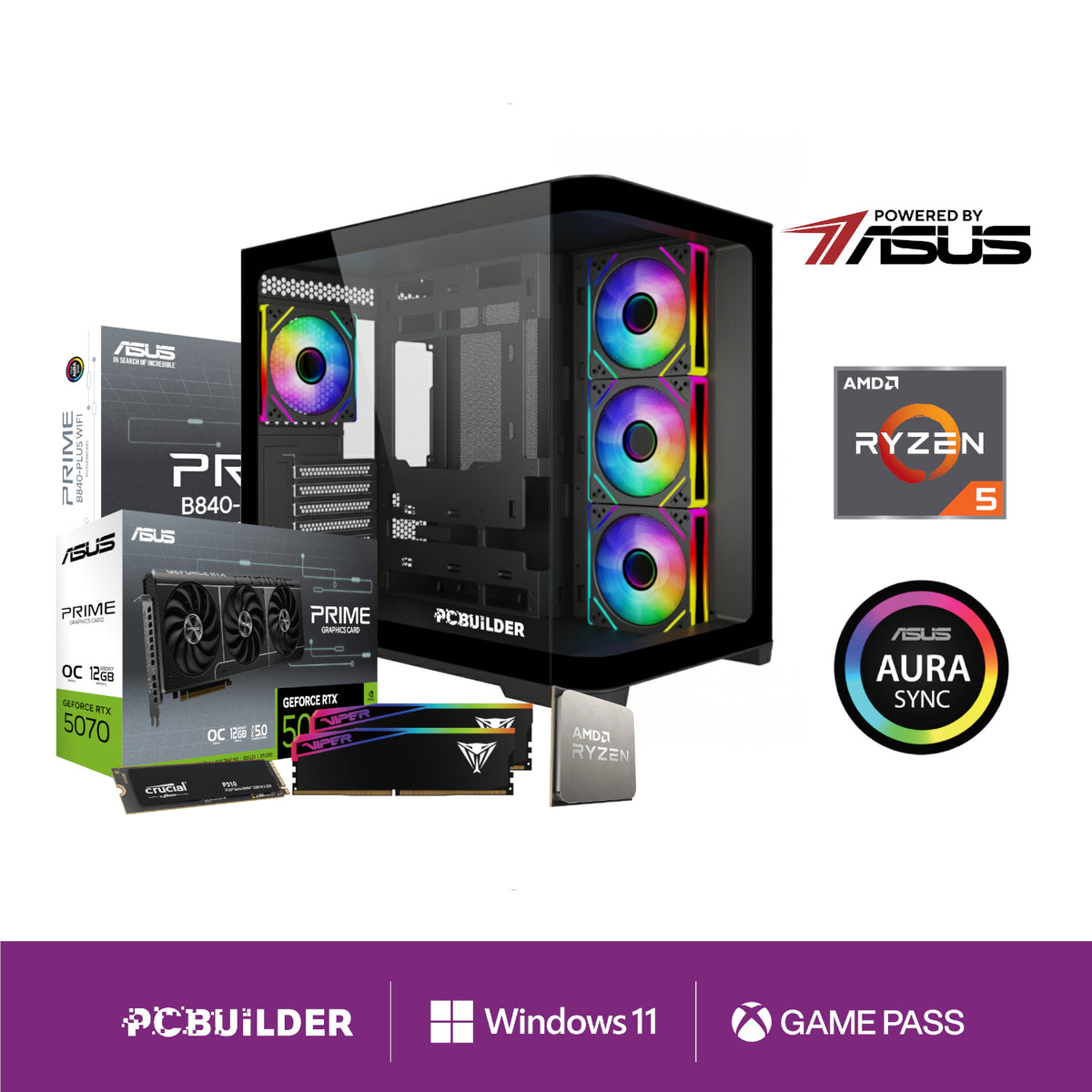 PCBuilder Ryzen 5 7600 MAVERICK Windows 11 Gaming PC - Stellar Technologies