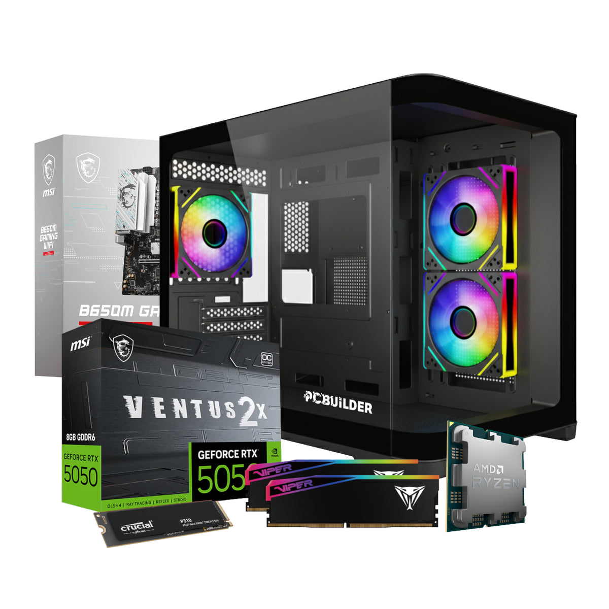 PCBuilder Ryzen 5 8400F RECON Windows 11 Gaming PC - Stellar Technologies