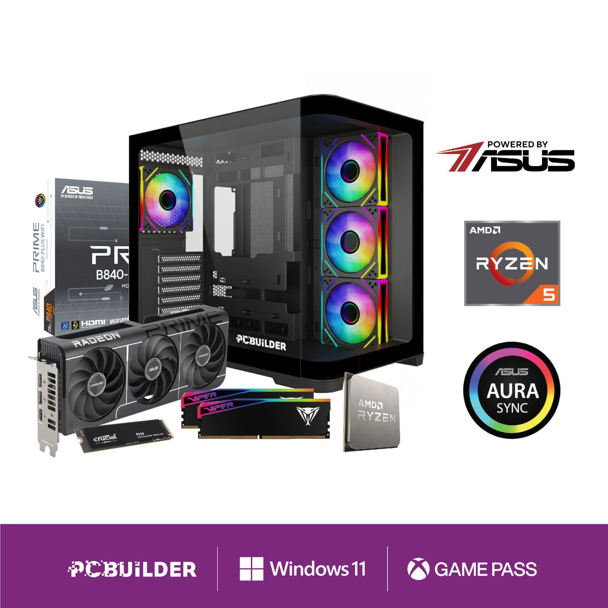 PCBuilder Ryzen 5 7600 SEEKER Windows 11 Gaming PC - Stellar Technologies
