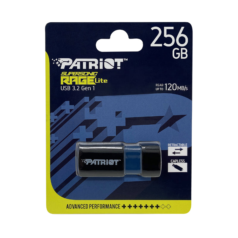 Patriot Rage Lite 256GB USB3.2 Flash Drive - Black - Stellar Technologies