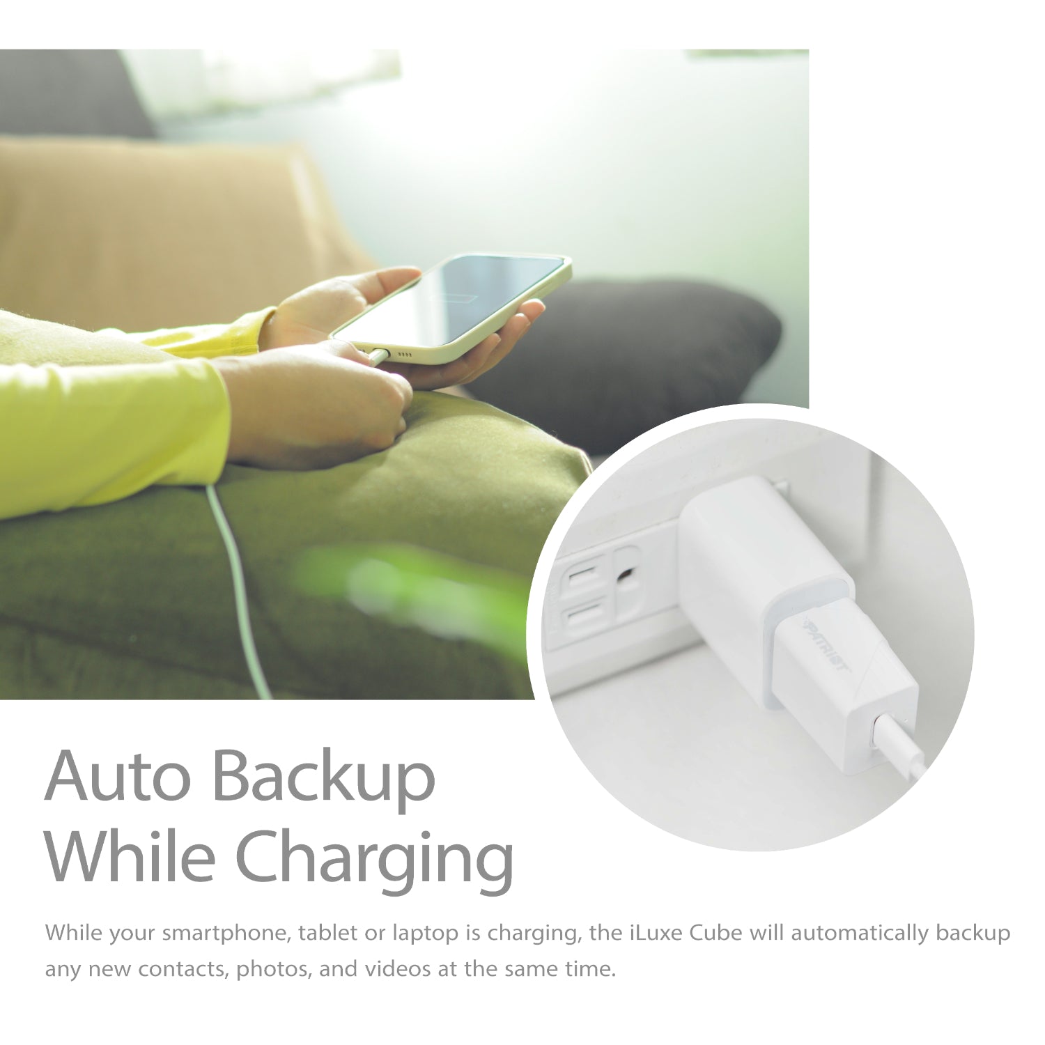 Patriot iLuxe Cube 512GB Type-C Smart Backup Solution - White - Stellar Technologies