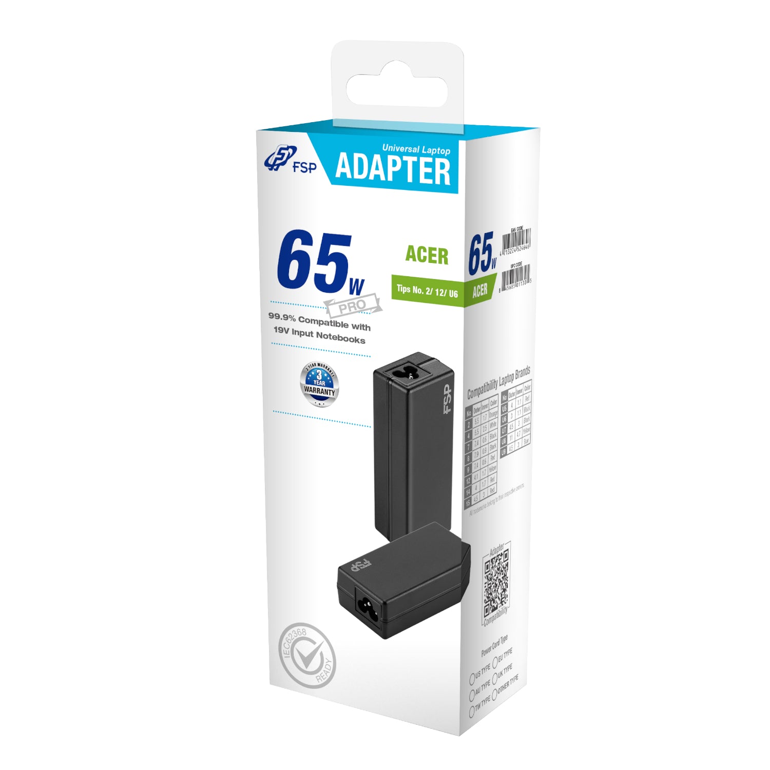 FSP PRO 65W Universal Laptop Adapter - Acer - Stellar Technologies