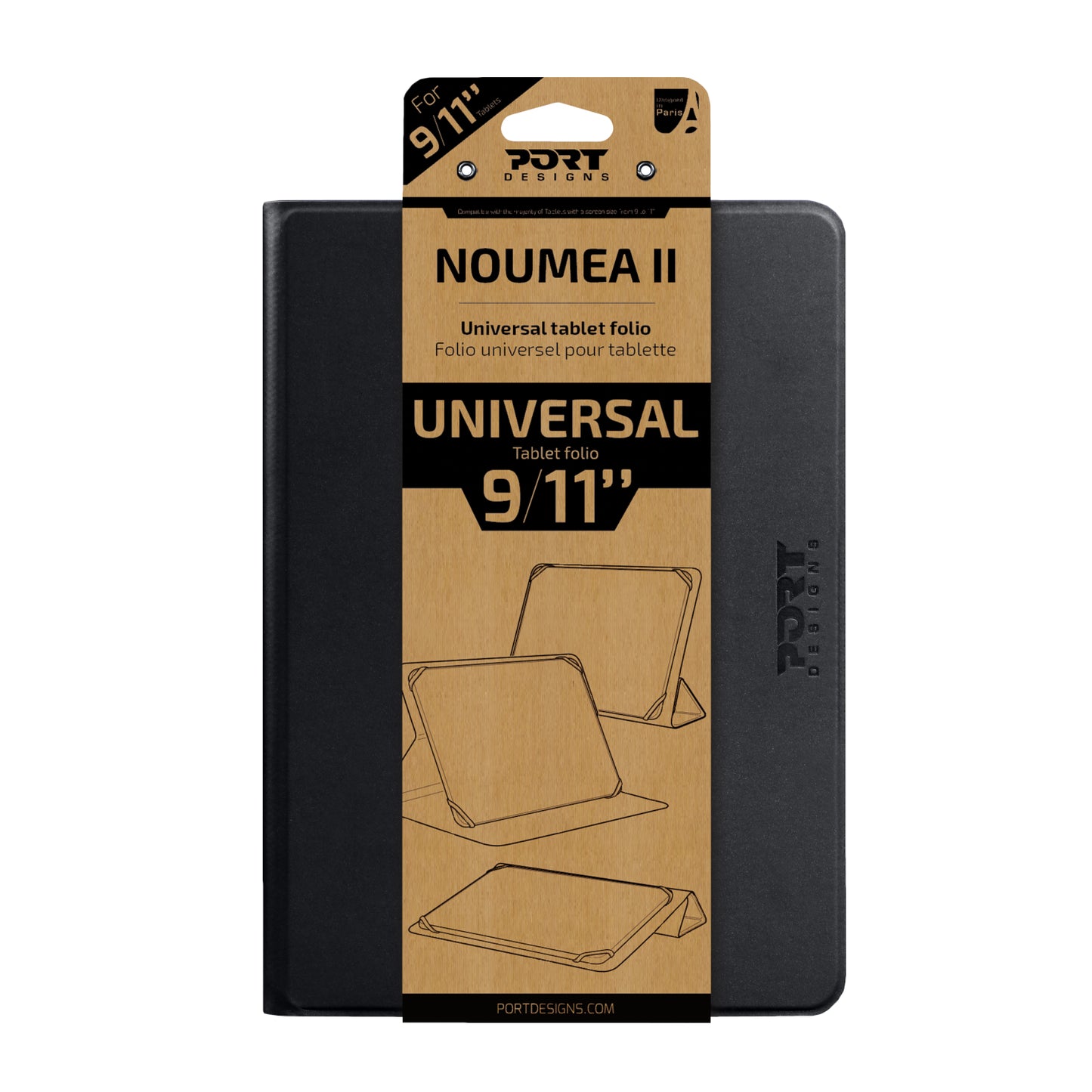 Port Designs Noumea II Universal 9/11" Tablet Folio - Black - Stellar Technologies