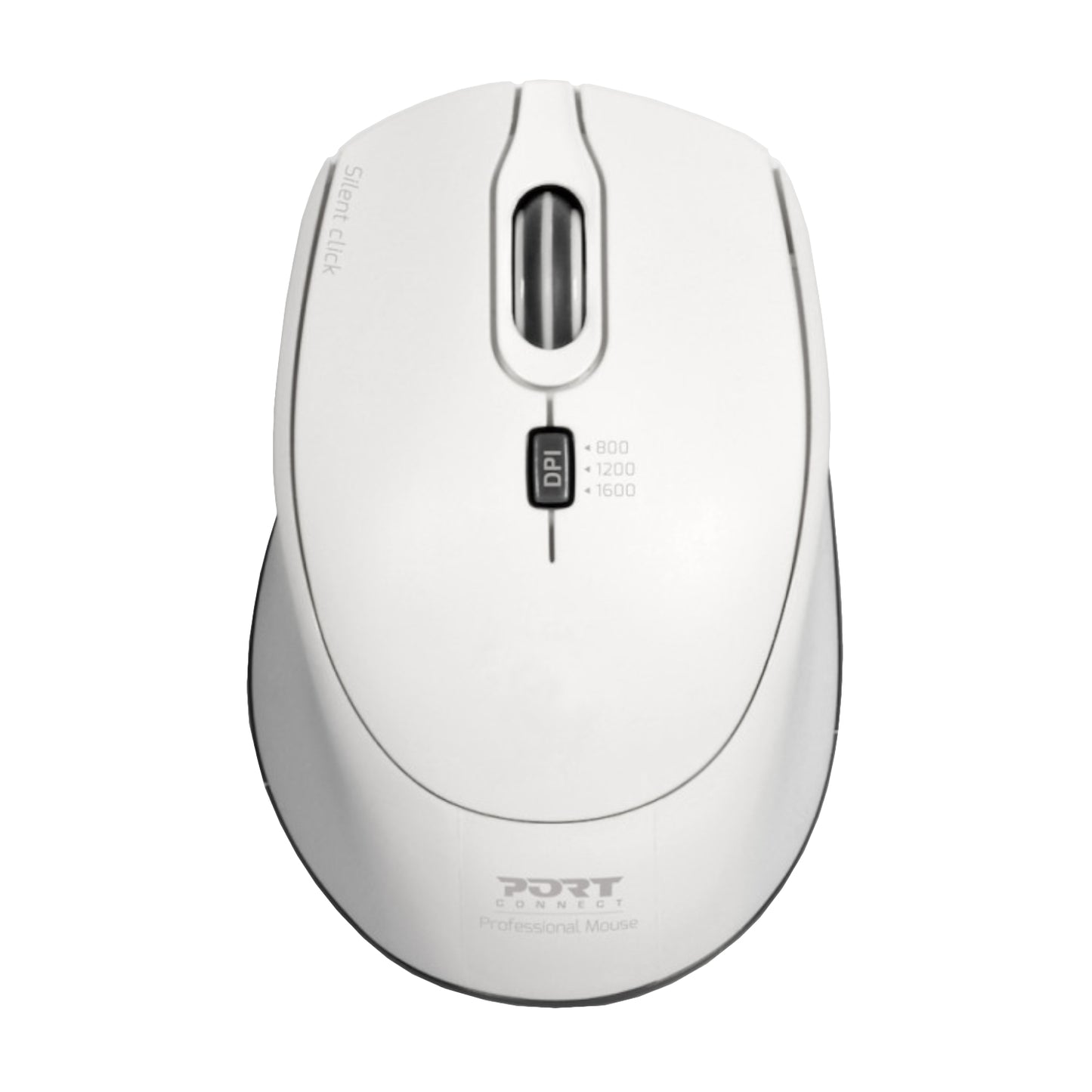 Port Connect Silent 1600DPI 3 Button Wireless Mouse - White - Stellar Technologies