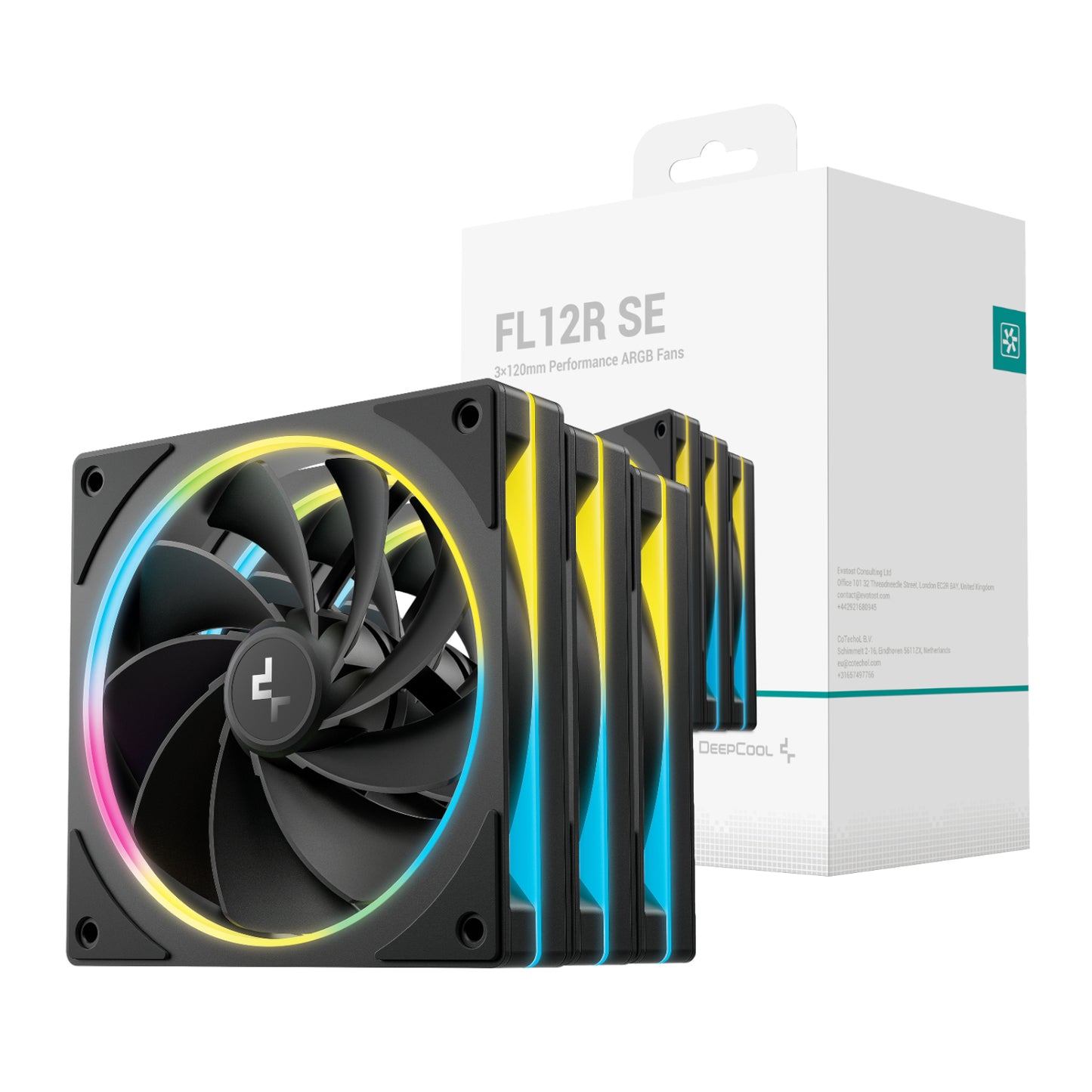 DeepCool FL12R SE 3-in-1 ARGB 120mm PWM 3 Fan Pack - Black - Stellar Technologies