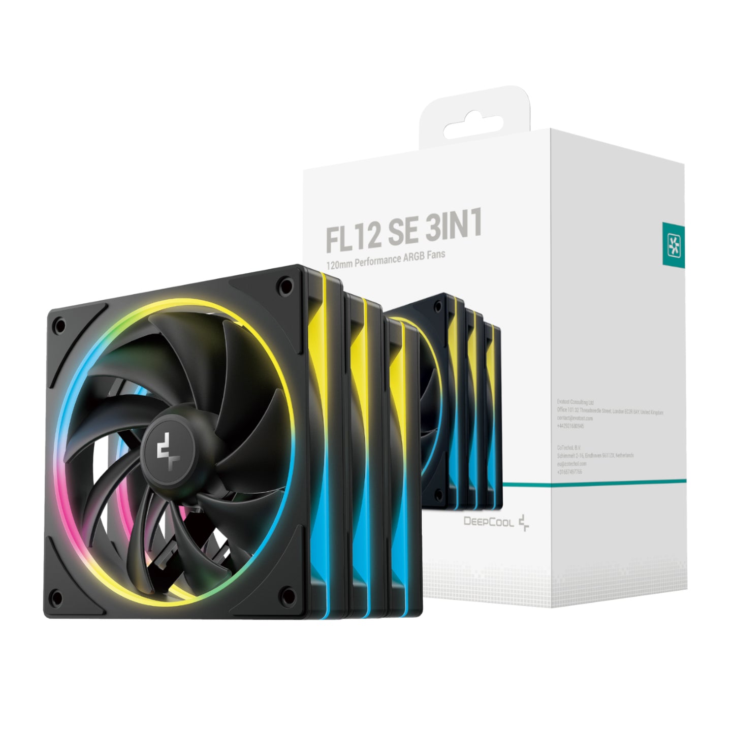 DeepCool FL12 SE 3-in-1 ARGB 120mm Fan Pack - Black - Stellar Technologies
