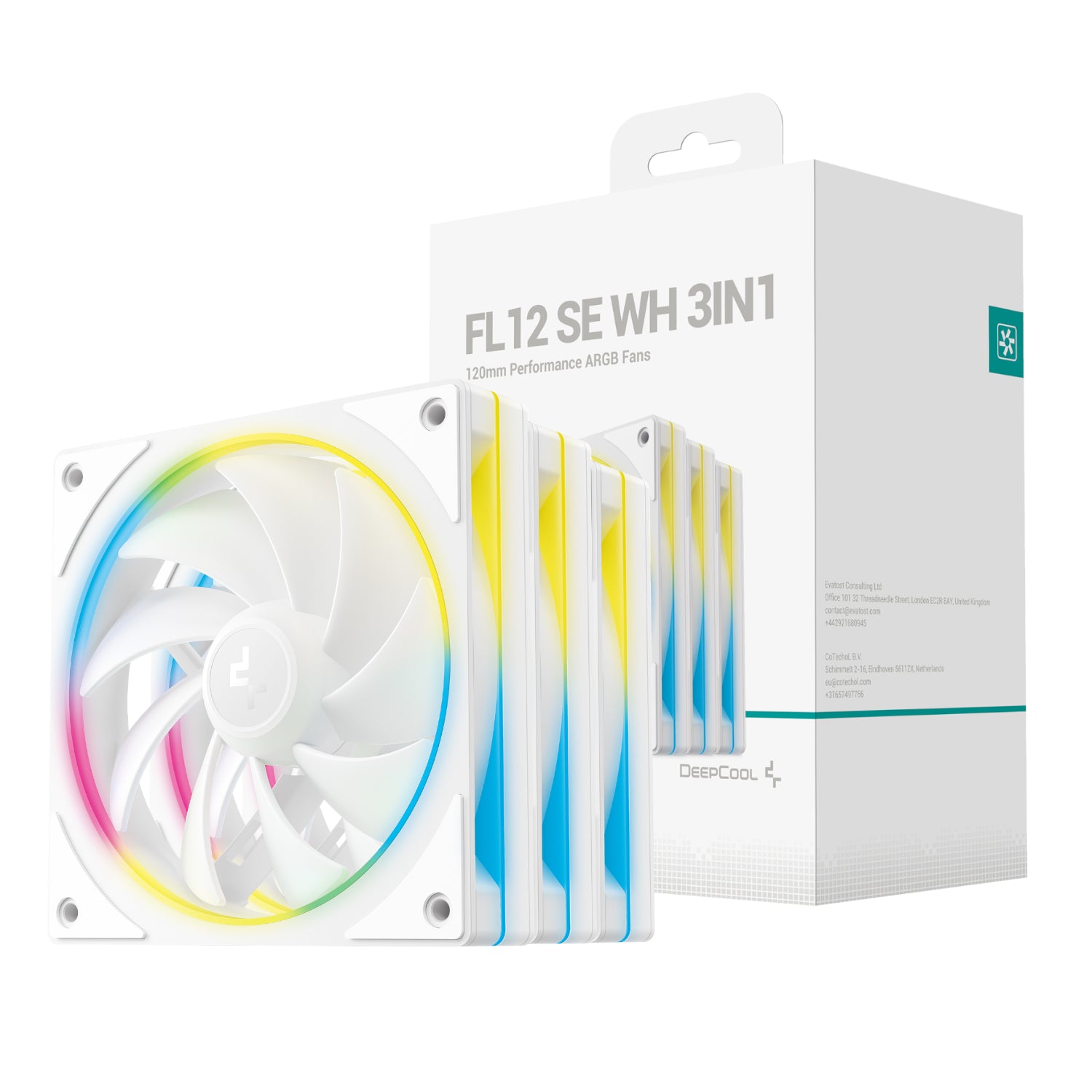 DeepCool FL12 SE 3-in-1 ARGB 120mm Fan 3 Pack - White - Stellar Technologies