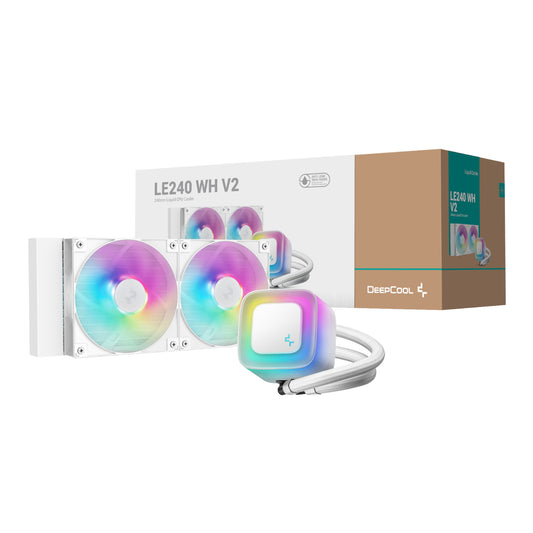 DeepCool LE240 V2 240mm ARGB AIO CPU Liquid Cooler - White - Stellar Technologies