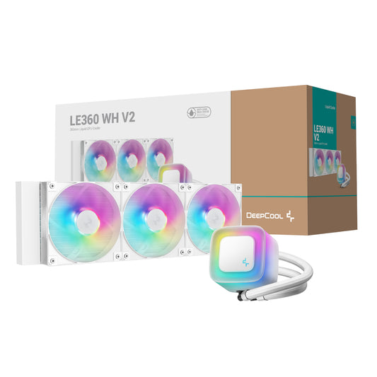 DeepCool LE360 V2 ARGB 360mm AIO Liquid Cooler - White - Stellar Technologies
