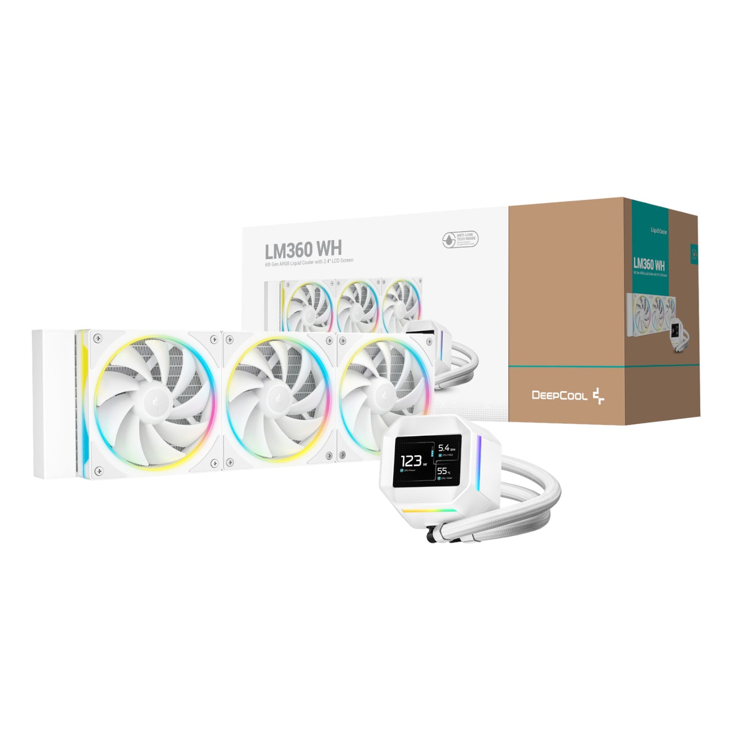 DeepCool LM360 ARGB 360mm AIO CPU Liquid Cooler - White - Stellar Technologies