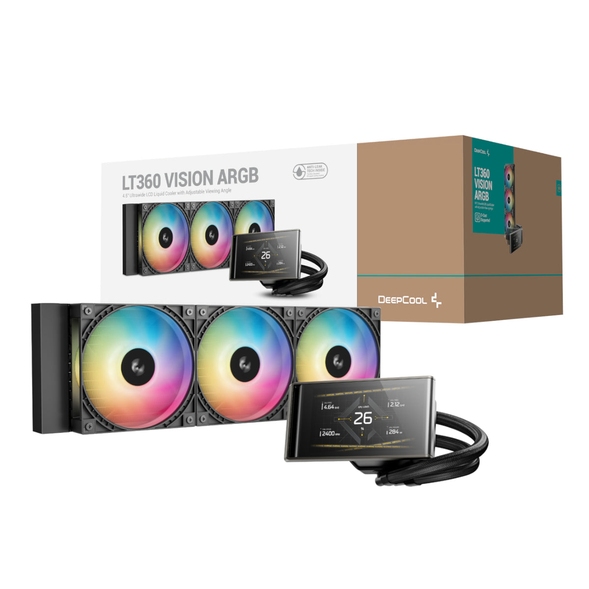 DeepCool LT360 Vision ARGB 4.5" LCD Liquid CPU Cooler - Black - Stellar Technologies