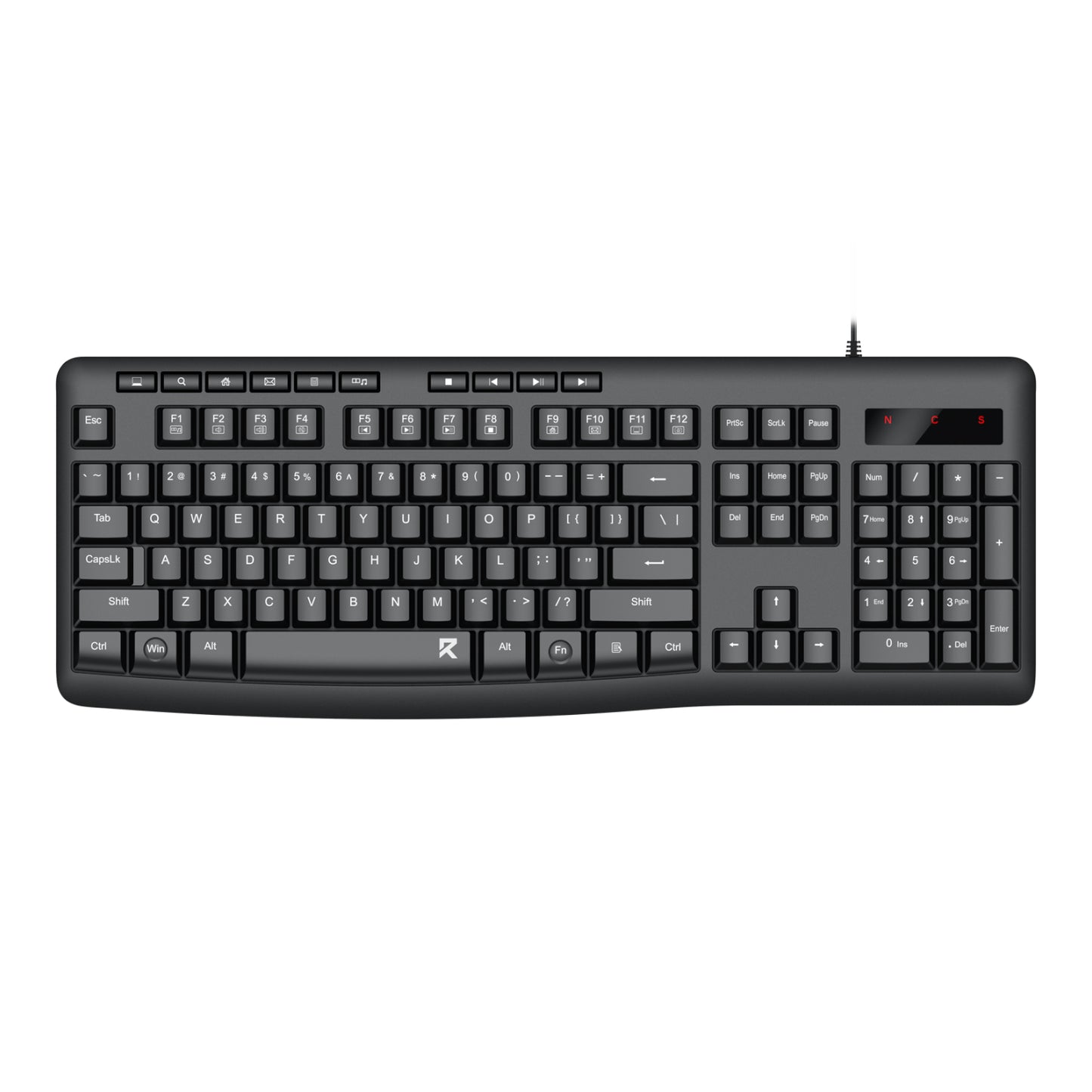 Redragon BK-7366 Full-size Ergonomic Wired Membrane Office Keyboard - Black - Stellar Technologies