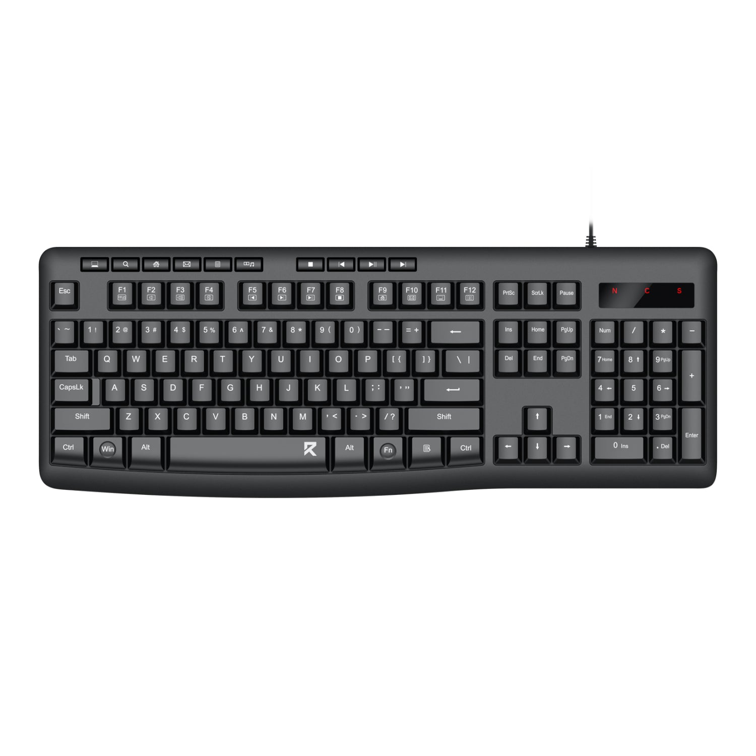Redragon BK-7366 Full-size Ergonomic Wired Membrane Office Keyboard - Black - Stellar Technologies