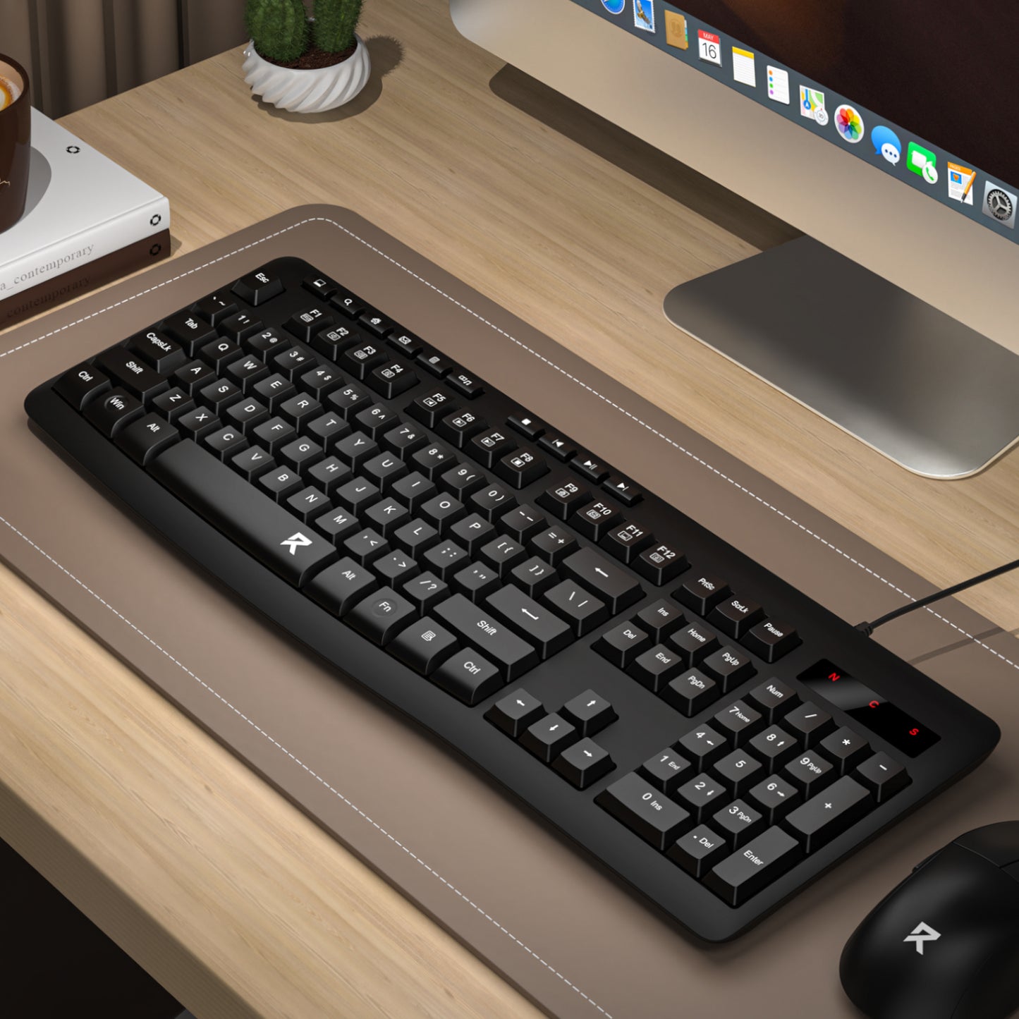 Redragon BK-7366 Full-size Ergonomic Wired Membrane Office Keyboard - Black - Stellar Technologies