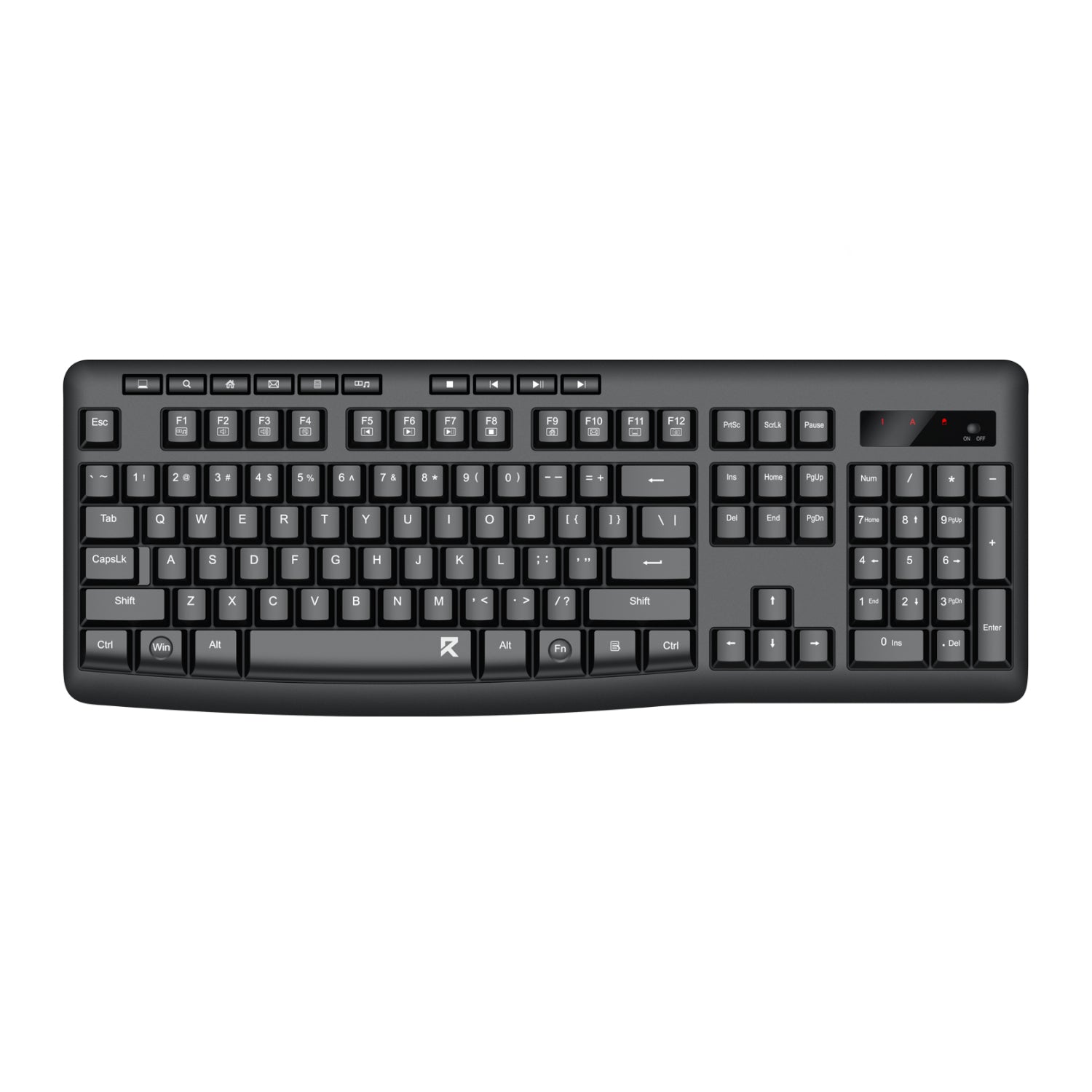 Redragon BK-7367 Full-size Ergonomic Wireless Membrane Office Keyboard - Black - Stellar Technologies